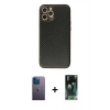 MARSİLYAN™- iPhone 12 Pro Max Kılıf Ahenk Işık - Siyah 360 Mat Full Body Arka Koruyucu + Neon Fosforlu Kamera Lens - MI
