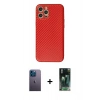 MARSİLYAN™- iPhone 12 Pro Max Kılıf Ahenk Işık - Siyah 360 Mat Full Body Arka Koruyucu + Neon Fosforlu Kamera Lens - MI