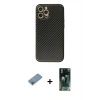 MARSİLYAN™- iPhone 12 Pro Max Kılıf Ahenk Işık - Siyah 360 Mat Full Body Arka Koruyucu + Shine Kamera Lens Koruma Cam - GI