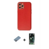 MARSİLYAN™- iPhone 12 Pro Max Kılıf Ahenk Işık - Siyah 360 Mat Full Body Arka Koruyucu + Shine Kamera Lens Koruma Cam - GI