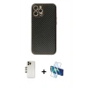 MARSİLYAN™- iPhone 12 Pro Max Kılıf Ahenk Işık - Siyah 3D Antistatik Cam Ekran Koruyucu + Shine Kamera Lens - GD