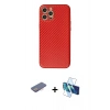 MARSİLYAN™- iPhone 12 Pro Max Kılıf Ahenk Işık - Siyah 3D Antistatik Cam Ekran Koruyucu + Renkli Kamera Lens Koruma Cam - PE