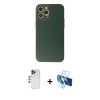 MARSİLYAN™- iPhone 12 Pro Max Kılıf Ahenk Işık - Siyah 3D Antistatik Cam Ekran Koruyucu + Shine Kamera Lens - LT