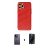 MARSİLYAN™- iPhone 12 Pro Max Kılıf Ahenk Işık - Siyah 3D Antistatik Hayalet Cam Ekran Koruyucu + Neon Fosforlu Kamera Lens - MI