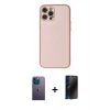 MARSİLYAN™- iPhone 12 Pro Max Kılıf Ahenk Işık - Siyah 3D Antistatik Hayalet Cam Ekran Koruyucu + Neon Fosforlu Kamera Lens - MI