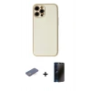 MARSİLYAN™- iPhone 12 Pro Max Kılıf Ahenk Işık - Siyah 3D Antistatik Hayalet Cam Ekran Koruyucu + Renkli Kamera Lens Koruma Cam - MI