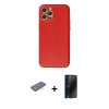 MARSİLYAN™- iPhone 12 Pro Max Kılıf Ahenk Işık - Siyah 3D Antistatik Hayalet Cam Ekran Koruyucu + Renkli Kamera Lens Koruma Cam - MI