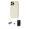 MARSİLYAN™- iPhone 12 Pro Max Kılıf Ahenk Işık - Siyah 3D Antistatik Hayalet Cam Ekran Koruyucu + Renkli Kamera Lens Koruma Cam - TU