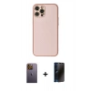 MARSİLYAN™- iPhone 12 Pro Max Kılıf Ahenk Işık - Siyah 3D Antistatik Hayalet Cam Ekran Koruyucu + Neon Fosforlu Kamera Lens - SI