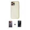 MARSİLYAN™- iPhone 12 Pro Max Kılıf Ahenk Işık - Siyah 3D Antistatik Hayalet Cam Ekran Koruyucu + Neon Fosforlu Kamera Lens - SI
