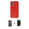 MARSİLYAN™- iPhone 12 Pro Max Kılıf Ahenk Işık - Siyah 3D Antistatik Hayalet Cam Ekran Koruyucu + Neon Fosforlu Kamera Lens - SI