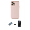 MARSİLYAN™- iPhone 12 Pro Max Kılıf Ahenk Işık - Siyah 3D Antistatik Hayalet Cam Ekran Koruyucu + Shine Kamera Lens Koruma Cam - SH