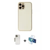 MARSİLYAN™- iPhone 12 Pro Max Kılıf Ahenk Işık - Siyah 3D Antistatik Seramik Nano Ekran Koruyucu + Shine Kamera Lens - GD