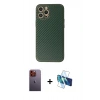 MARSİLYAN™- iPhone 12 Pro Max Kılıf Ahenk Işık - Siyah 3D Antistatik Seramik Nano Ekran Koruyucu + Neon Fosforlu Kamera Lens - TU