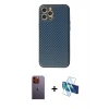 MARSİLYAN™- iPhone 12 Pro Max Kılıf Ahenk Işık - Siyah 3D Antistatik Seramik Nano Ekran Koruyucu + Neon Fosforlu Kamera Lens - TU