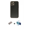 MARSİLYAN™- iPhone 12 Pro Max Kılıf Ahenk Işık - Siyah 3D Antistatik Seramik Nano Ekran Koruyucu + Shine Kamera Lens Koruma Cam - SABE