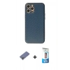 MARSİLYAN™- iPhone 12 Pro Max Kılıf Ahenk Işık - Siyah 5D Eko Cam Ekran Koruyucu + Metal Kamera Lens Koruma Cam - GD