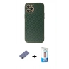 MARSİLYAN™- iPhone 12 Pro Max Kılıf Ahenk Işık - Siyah 5D Eko Cam Ekran Koruyucu + Metal Kamera Lens Koruma Cam - GD