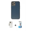 MARSİLYAN™- iPhone 12 Pro Max Kılıf Ahenk Işık - Siyah 5D Eko Cam Ekran Koruyucu + Shine Kamera Lens - GD