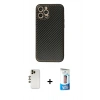 MARSİLYAN™- iPhone 12 Pro Max Kılıf Ahenk Işık - Siyah 5D Eko Cam Ekran Koruyucu + Shine Kamera Lens - GD