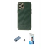 MARSİLYAN™- iPhone 12 Pro Max Kılıf Ahenk Işık - Siyah 5D Eko Cam Ekran Koruyucu + Shine Kamera Lens Koruma Cam - GS