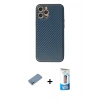 MARSİLYAN™- iPhone 12 Pro Max Kılıf Ahenk Işık - Siyah 5D Eko Cam Ekran Koruyucu + Shine Kamera Lens Koruma Cam - GS