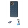 MARSİLYAN™- iPhone 12 Pro Max Kılıf Ahenk Işık - Siyah 5D Eko Cam Ekran Koruyucu + Renkli Kamera Lens Koruma Cam - MI