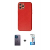 MARSİLYAN™- iPhone 12 Pro Max Kılıf Ahenk Işık - Siyah 5D Eko Cam Ekran Koruyucu + Neon Fosforlu Kamera Lens - MI