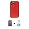 MARSİLYAN™- iPhone 12 Pro Max Kılıf Ahenk Işık - Siyah 5D Eko Cam Ekran Koruyucu + Neon Fosforlu Kamera Lens - YL