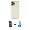 MARSİLYAN™- iPhone 12 Pro Max Kılıf Ahenk Işık - Siyah 5D Eko Cam Ekran Koruyucu + Neon Fosforlu Kamera Lens - MI
