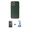 MARSİLYAN™- iPhone 12 Pro Max Kılıf Ahenk Işık - Siyah 5D Eko Cam Ekran Koruyucu + Neon Fosforlu Kamera Lens - YL