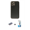 MARSİLYAN™- iPhone 12 Pro Max Kılıf Ahenk Işık - Siyah 5D Eko Cam Ekran Koruyucu + Renkli Kamera Lens Koruma Cam - TU