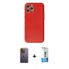 MARSİLYAN™- iPhone 12 Pro Max Kılıf Ahenk Işık - Siyah 5D Eko Cam Ekran Koruyucu + Neon Fosforlu Kamera Lens - SI