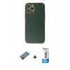 MARSİLYAN™- iPhone 12 Pro Max Kılıf Ahenk Işık - Siyah 5D Eko Cam Ekran Koruyucu + Shine Kamera Lens Koruma Cam - SH