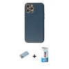MARSİLYAN™- iPhone 12 Pro Max Kılıf Ahenk Işık - Siyah 5D Eko Cam Ekran Koruyucu + Shine Kamera Lens Koruma Cam - MI