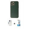 MARSİLYAN™- iPhone 12 Pro Max Kılıf Ahenk Işık - Siyah 5D Eko Cam Ekran Koruyucu + Shine Kamera Lens - LT