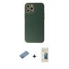 MARSİLYAN™- iPhone 12 Pro Max Kılıf Ahenk Işık - Siyah 6D Mat Seramik Hayalet Nano Ekran Koruyucu + Shine Kamera Lens Koruma Cam - GS