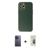 MARSİLYAN™- iPhone 12 Pro Max Kılıf Ahenk Işık - Siyah 6D Mat Seramik Hayalet Nano Ekran Koruyucu + Neon Fosforlu Kamera Lens - MI