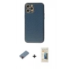 MARSİLYAN™- iPhone 12 Pro Max Kılıf Ahenk Işık - Siyah 6D Mat Seramik Hayalet Nano Ekran Koruyucu + Metal Kamera Lens Koruma Cam - KI