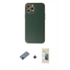 MARSİLYAN™- iPhone 12 Pro Max Kılıf Ahenk Işık - Siyah 6D Mat Seramik Hayalet Nano Ekran Koruyucu + Metal Kamera Lens Koruma Cam - KI