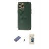 MARSİLYAN™- iPhone 12 Pro Max Kılıf Ahenk Işık - Siyah 6D Mat Seramik Hayalet Nano Ekran Koruyucu + Metal Kamera Lens Koruma Cam - GD