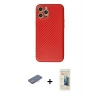 MARSİLYAN™- iPhone 12 Pro Max Kılıf Ahenk Işık - Siyah 6D Mat Seramik Hayalet Nano Ekran Koruyucu + Renkli Kamera Lens Koruma Cam - PE