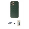MARSİLYAN™- iPhone 12 Pro Max Kılıf Ahenk Işık - Siyah 6D Mat Seramik Hayalet Nano Ekran Koruyucu + Renkli Kamera Lens Koruma Cam - SI