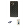 MARSİLYAN™- iPhone 12 Pro Max Kılıf Ahenk Işık - Siyah 6D Mat Seramik Hayalet Nano Ekran Koruyucu + Renkli Kamera Lens Koruma Cam - MI