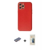 MARSİLYAN™- iPhone 12 Pro Max Kılıf Ahenk Işık - Siyah 6D Mat Seramik Hayalet Nano Ekran Koruyucu + Renkli Kamera Lens Koruma Cam - TU