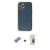 MARSİLYAN™- iPhone 12 Pro Max Kılıf Ahenk Işık - Siyah 6D Mat Seramik Hayalet Nano Ekran Koruyucu + Shine Kamera Lens Koruma Cam - PE