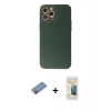 MARSİLYAN™- iPhone 12 Pro Max Kılıf Ahenk Işık - Siyah 6D Mat Seramik Hayalet Nano Ekran Koruyucu + Shine Kamera Lens Koruma Cam - PE