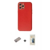 MARSİLYAN™- iPhone 12 Pro Max Kılıf Ahenk Işık - Siyah 6D Mat Seramik Hayalet Nano Ekran Koruyucu + Sierra Blue Shine Kamera Lens Koruma Cam