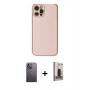 MARSİLYAN™- iPhone 12 Pro Max Kılıf Ahenk Işık - Siyah Bilvis Hayalet Cam Ekran Koruyucu + Neon Fosforlu Kamera Lens - BZ