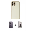 MARSİLYAN™- iPhone 12 Pro Max Kılıf Ahenk Işık - Siyah Bilvis Hayalet Cam Ekran Koruyucu + Neon Fosforlu Kamera Lens - BZ